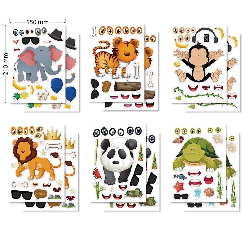漫画の動物のジグソー パズル ステッカー